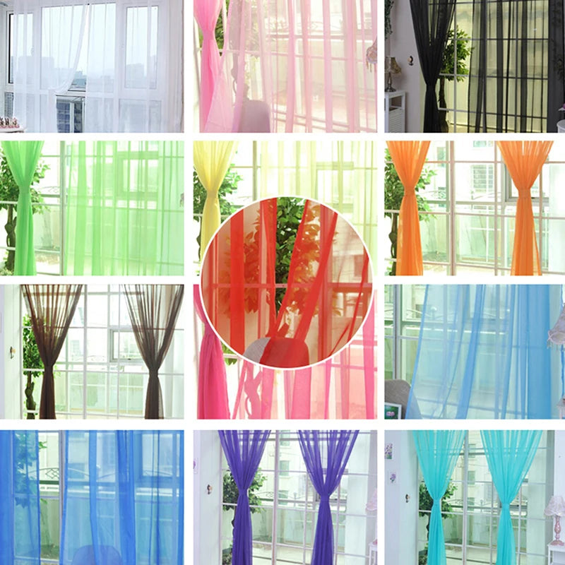 1PC Transparent Window Gauze Mesh Solid Color Curtain Household Products Europe Style Easy To Install Curtain Room Tulle Curtain
