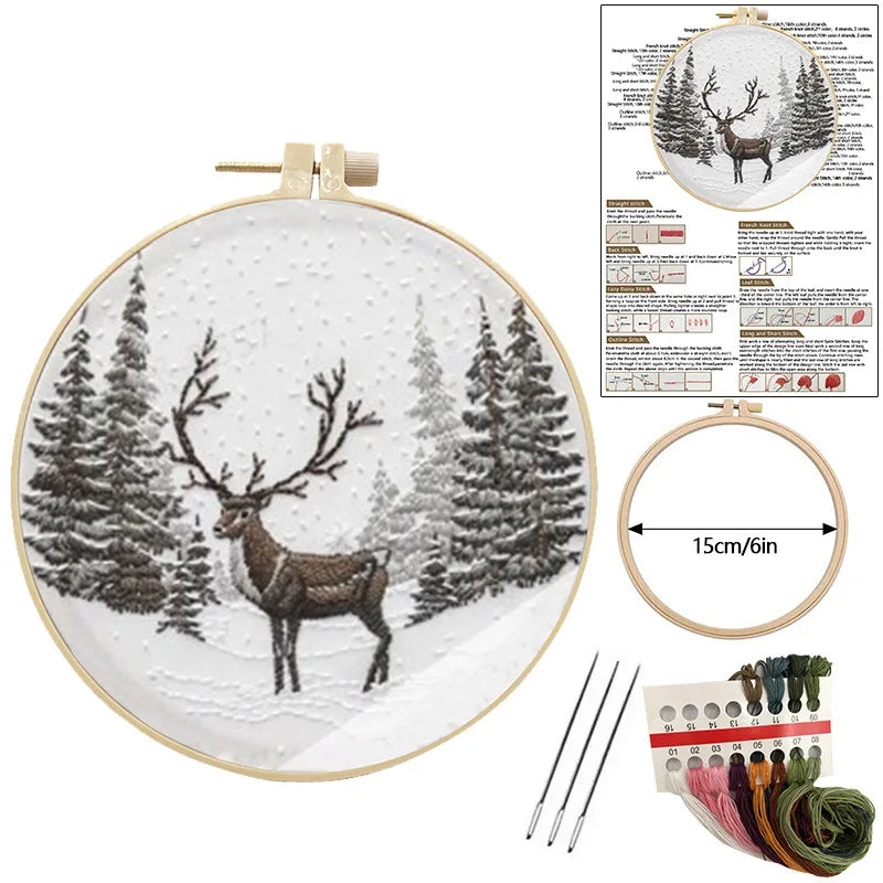 New Christmas Embroidery Kit DIY Embroidery Kit with All the Materials Included Santa Gift Home Decor