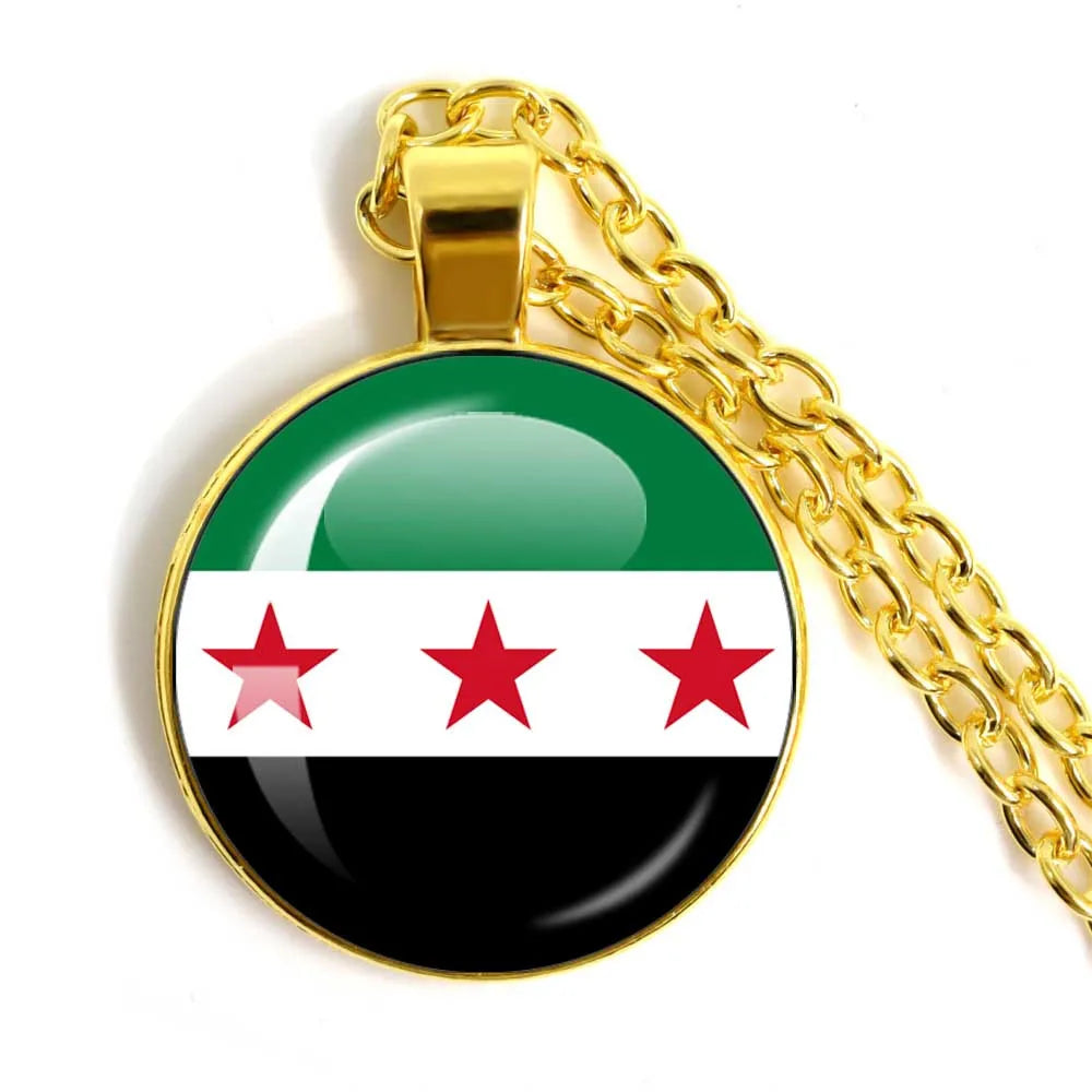 Syria National Flag Glass Cabochon Pendant Keychain Metal Keychain Fashion For Women Men Charm Handmade Car Keyring Jewelry Gift
