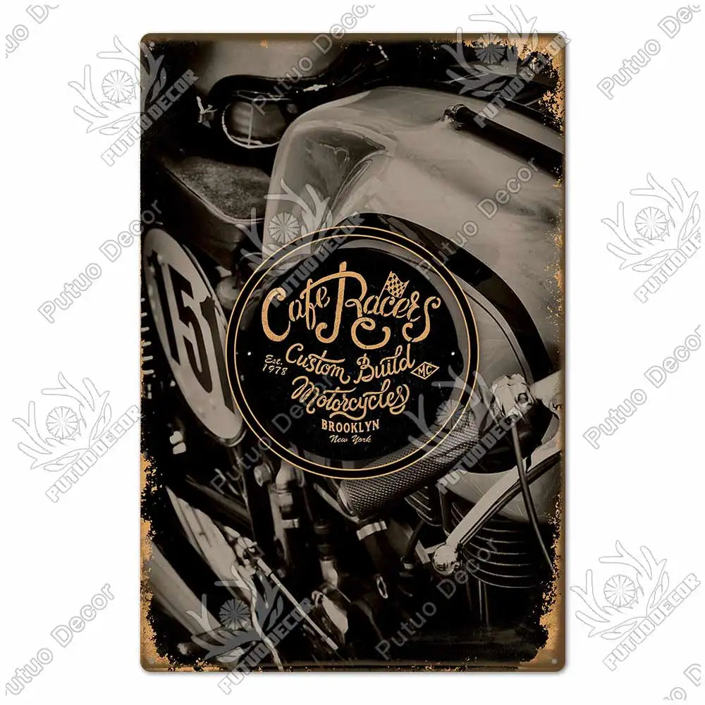 Putuo Decor Cafe Racer Vintage Tin Sign Plaque Metal Wall Art Stickers Garage Man Cave Pub Bar Retro Poster Iron Painting