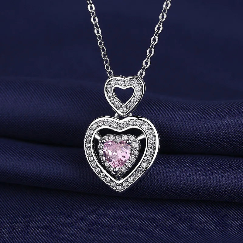 925 Sterling Silver Necklace For Women Round Pendent Sparkling Pave CZ Necklace Fashion Anniversary Birthday Jewelry Gifts N325