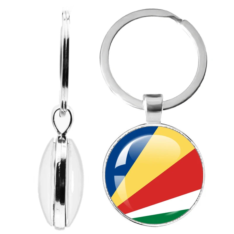 National Flag Glass Double-Sided Keychain Ethiopia Islas Canarias Kenya Sudan Madeira Melilla South Sudan Ceuta Seychelles