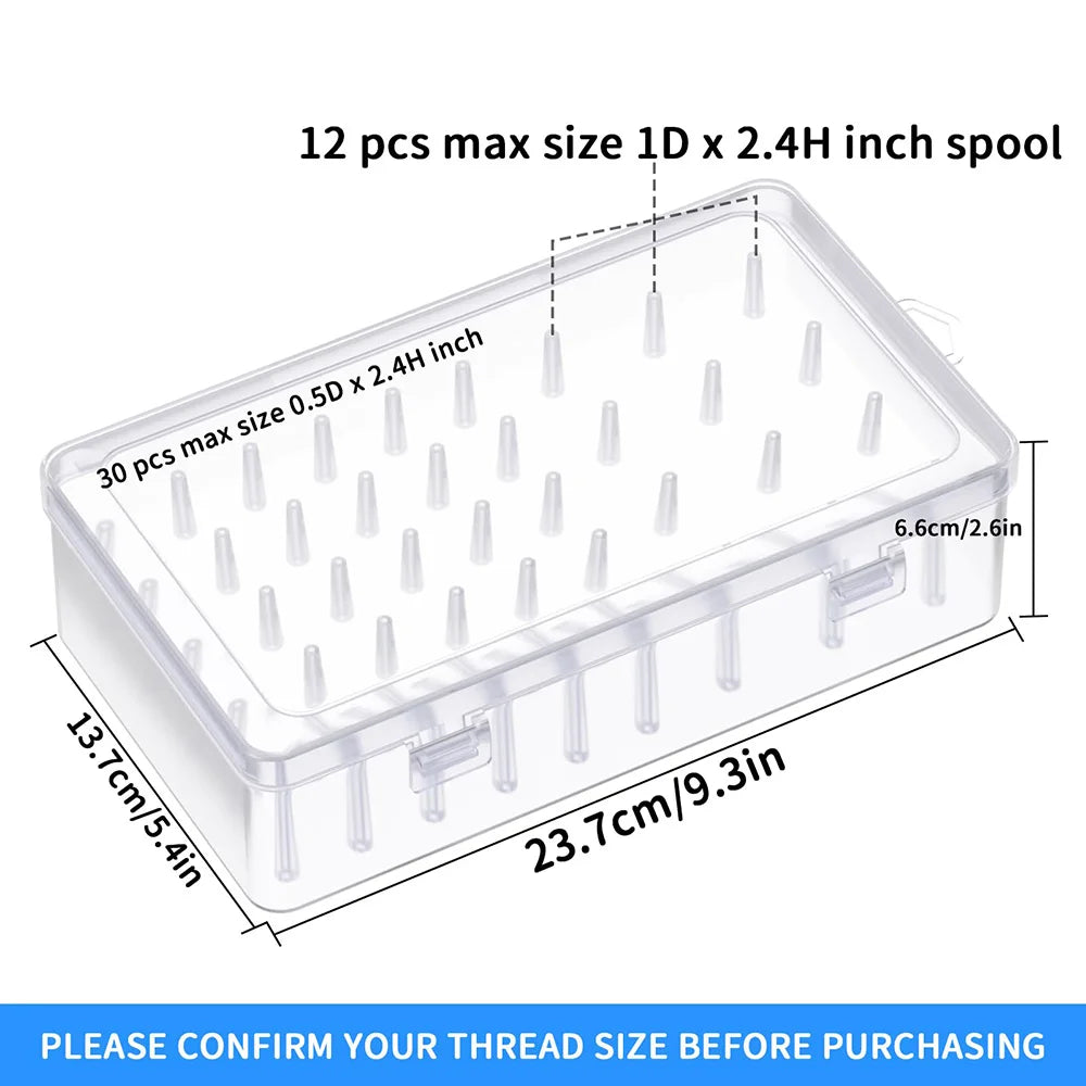 42 Spools Sewing Thread Box Storage, Clear Plastic Thread Spools Holder, Embroidery Organizer Bobbins Storage Case
