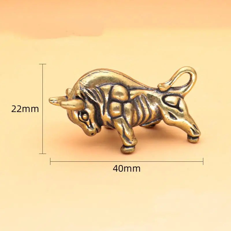 1 Piece Lucky Copper Animal Figurine Miniature Ornament Brass Bullfighting Statue For Home & Office Desk Decoration