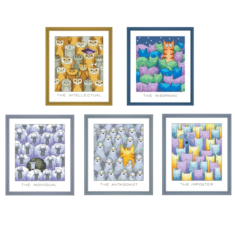 The imposter insomniac cross stitch package cartoon 18ct 14ct cloth cotton thread embroidery DIY handmade needlework