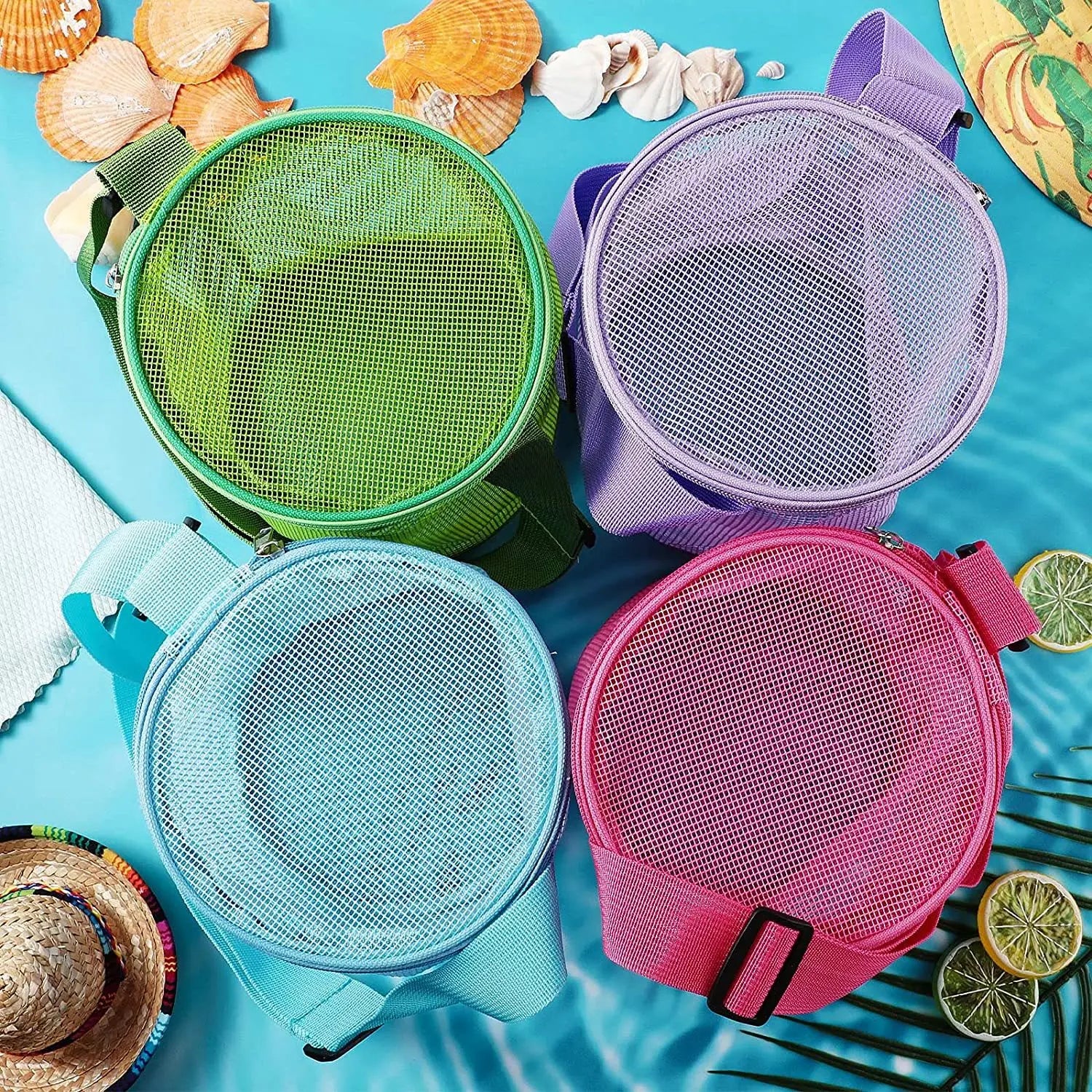Net Yarn Shell Storage Bag Beach Three-dimensional Circle Dredging Bucket Toys Finishing Collection Bag
