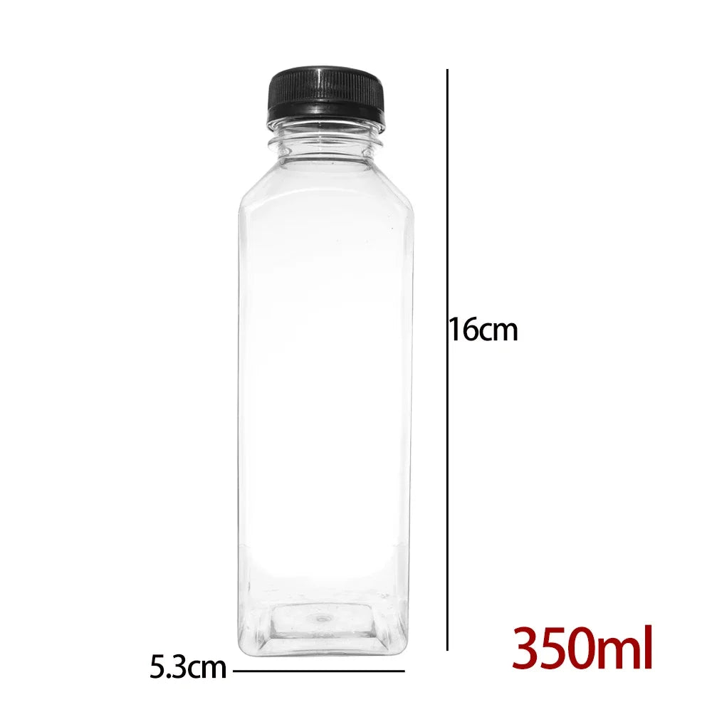 10/1x Transparent Juice Bottles with Caps Empty Clear Containers with Seal Lids for Home DIY Smoothie Milk Water Other Beverages