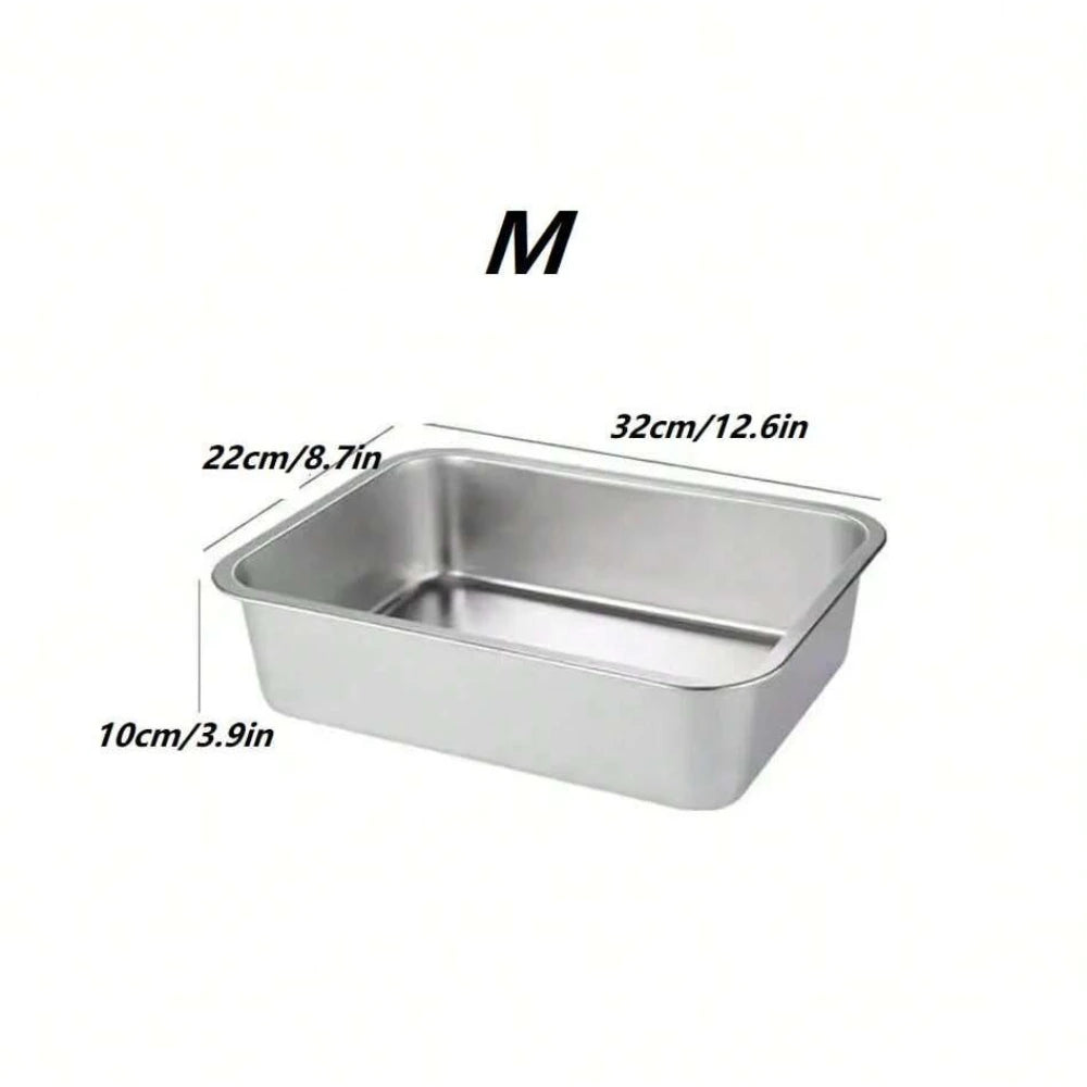 1 PC Large Capacity Drop-Resistant Stainless Steel Dog Bowl Food & Water Feeder Square Bowls for Pet Large Dogs Pet Supplies
