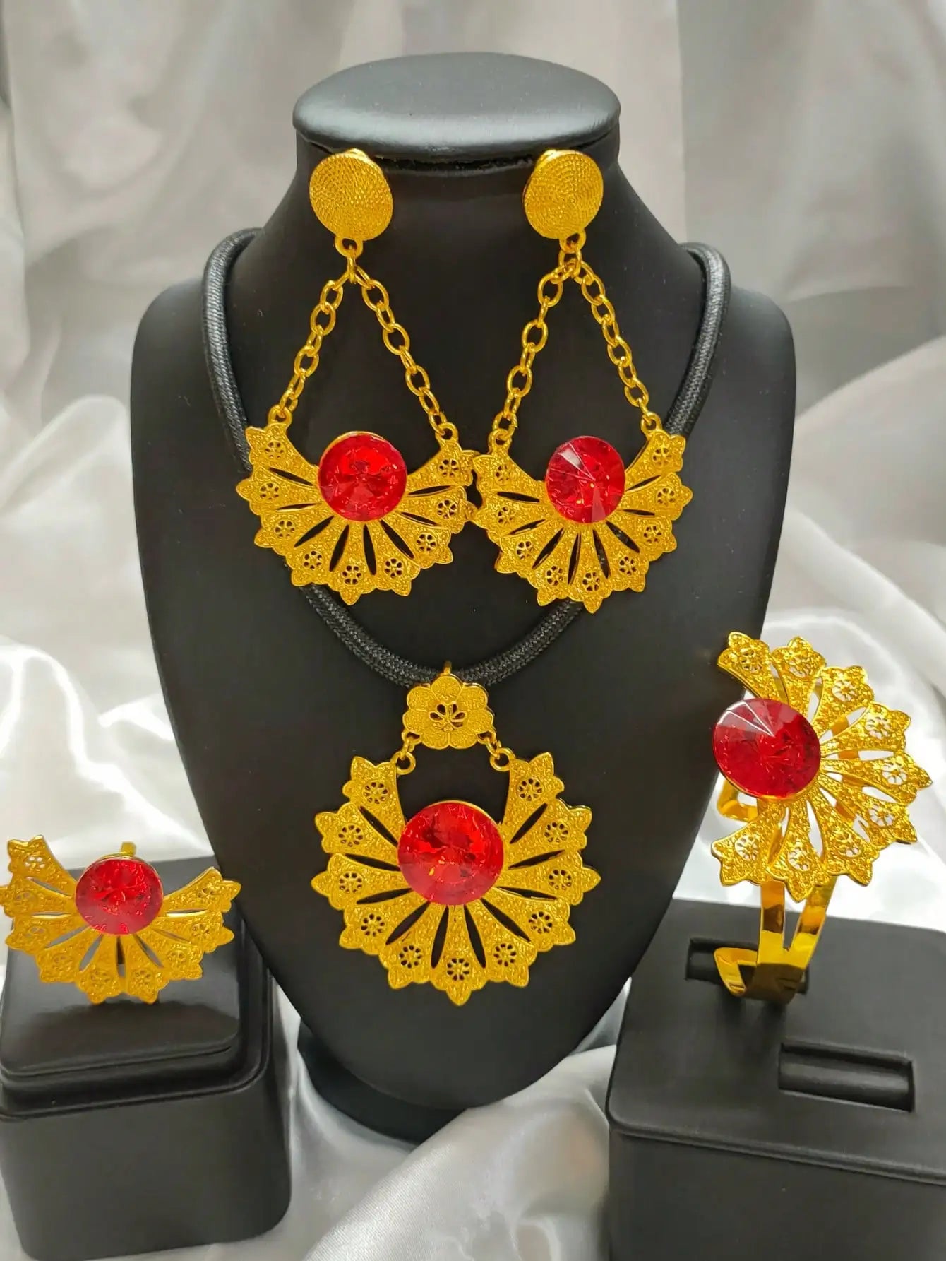 Nigerian Jewelery Set Wedding Jewelry For Women Dubai 24K Gold Color Jewlery African Designer Earrings Bridal Necklace