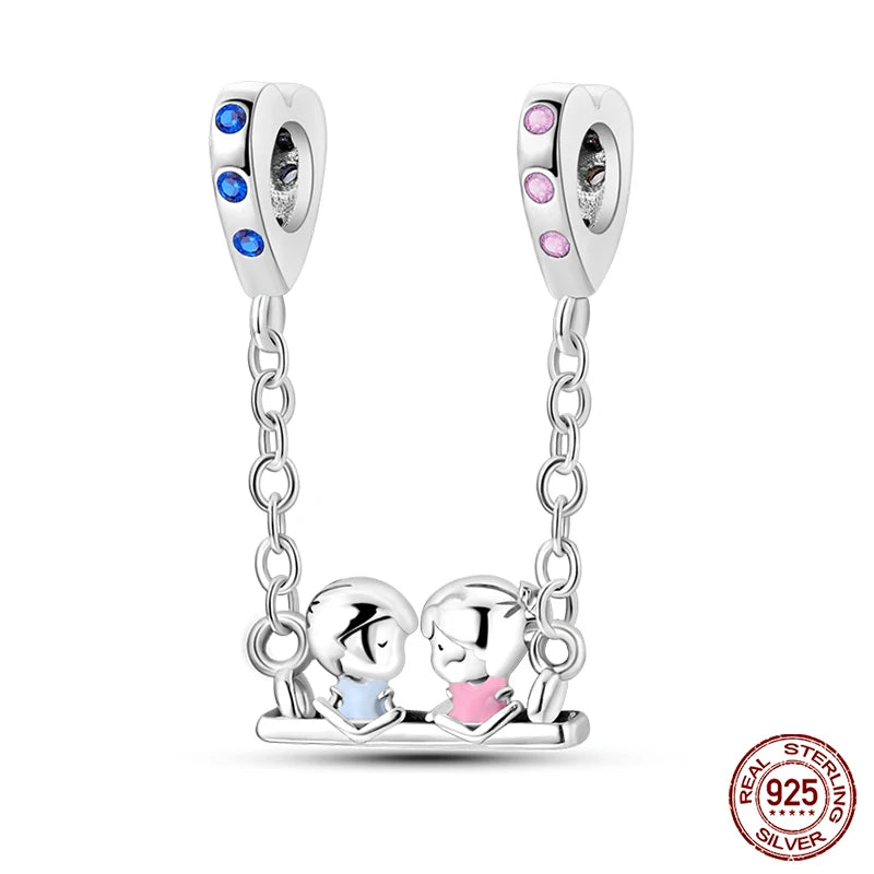 new in Real 925 Sterling Silver Boys and Girls Bicycle Charms Beads Fit Qikaola 925 Original Bracelets Fine DIY Jewelry Making