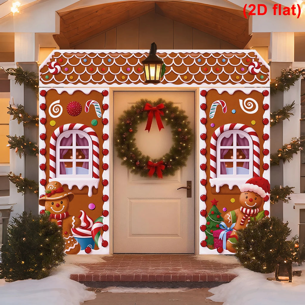 Christmas Gingerbread Man Banner Couplet Christmas Decor for Home 2025 Door Cover Xmas Ornament Navidad Natal New Year Gift 2026