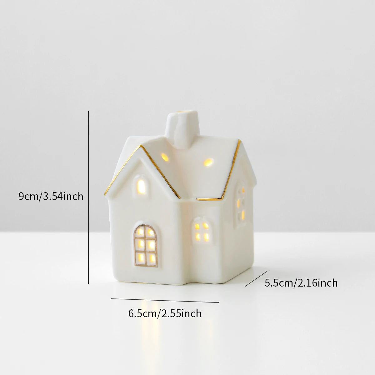 1 Piece Ceramic Glowing Ceramic House Decorative Ornament for Living Room Festive Wedding Family Table Decoration Holiday Gift