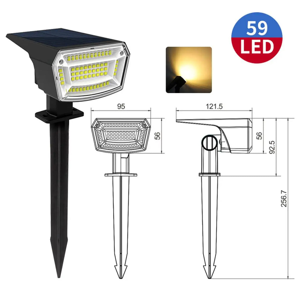 Solar Led Spotlight Landscape Lamp Outdoor Lights Garden Adjustable Walkway Powered Yard Waterproof Spike Warm White Stake Lawn