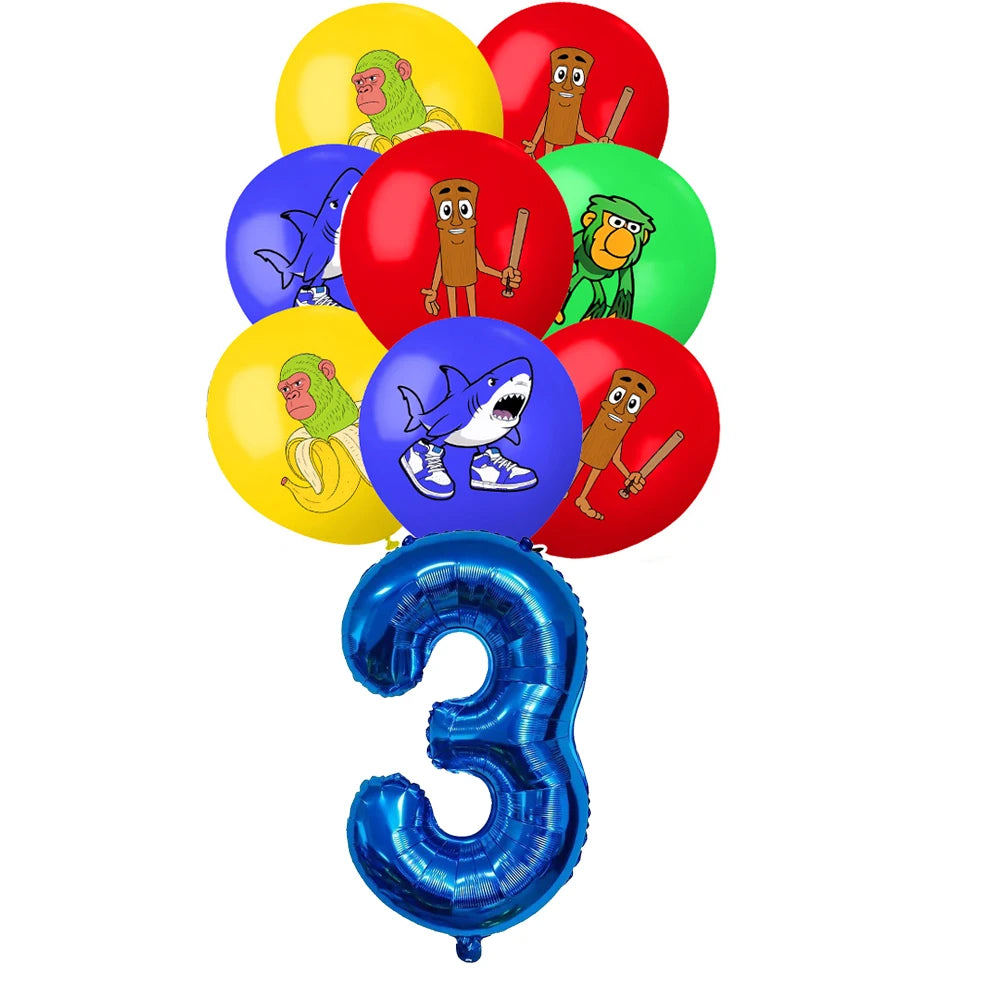 New Italian Brainrot Tablecloth Decorations Tung Tung Sahur Tralalo Theme Table Cover Tableware Set for Kids Birthday Party Gift