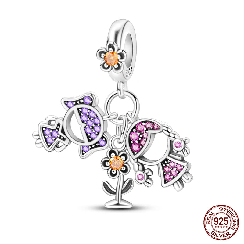 new in Real 925 Sterling Silver Boys and Girls Bicycle Charms Beads Fit Qikaola 925 Original Bracelets Fine DIY Jewelry Making