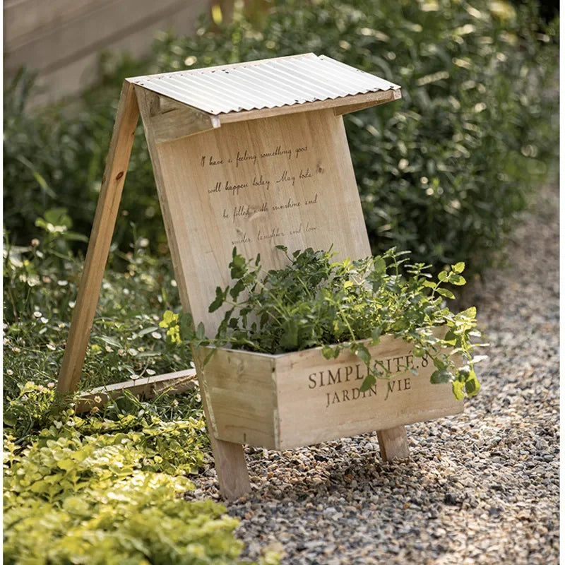 Courtyard Planting Flower Rack, Creative Wooden Plant, Potted Garden, Balcony Bonsai Basin, Retro Distressed Floor Decorative