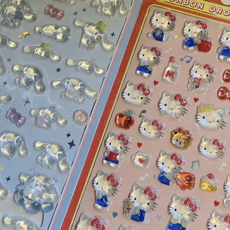 2025 New Hellokitty Hangyodon Cinnamoroll 3Dtransparent Jelly Sticker Crystal Decorative Stickers Children's Phone Casesdiy Toys