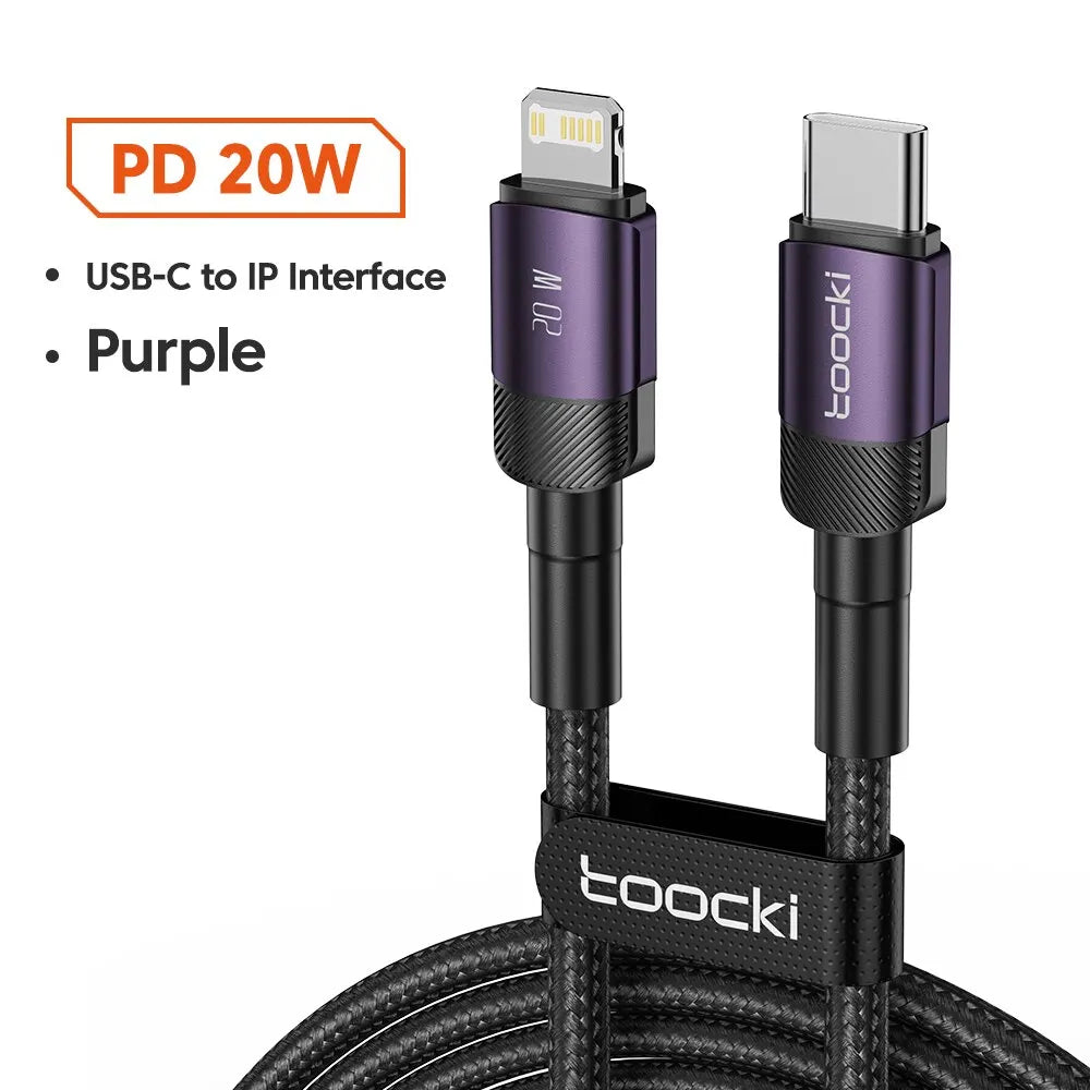 Toocki USB Type C Cable Fast Charging USB C Charger Cord For iPhone 15 14 13 12 11 Huawei P40 P30 Realme Oppo Oneplus Power Bank