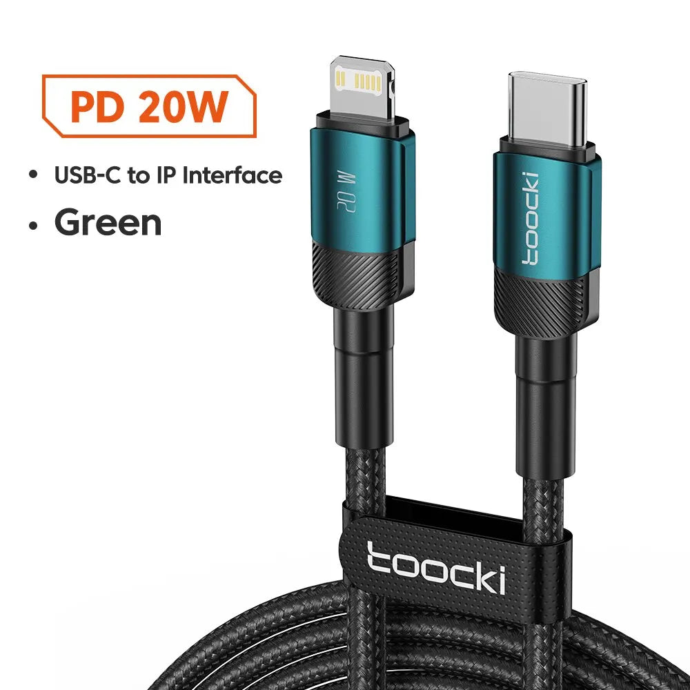 Toocki USB Type C Cable Fast Charging USB C Charger Cord For iPhone 15 14 13 12 11 Huawei P40 P30 Realme Oppo Oneplus Power Bank