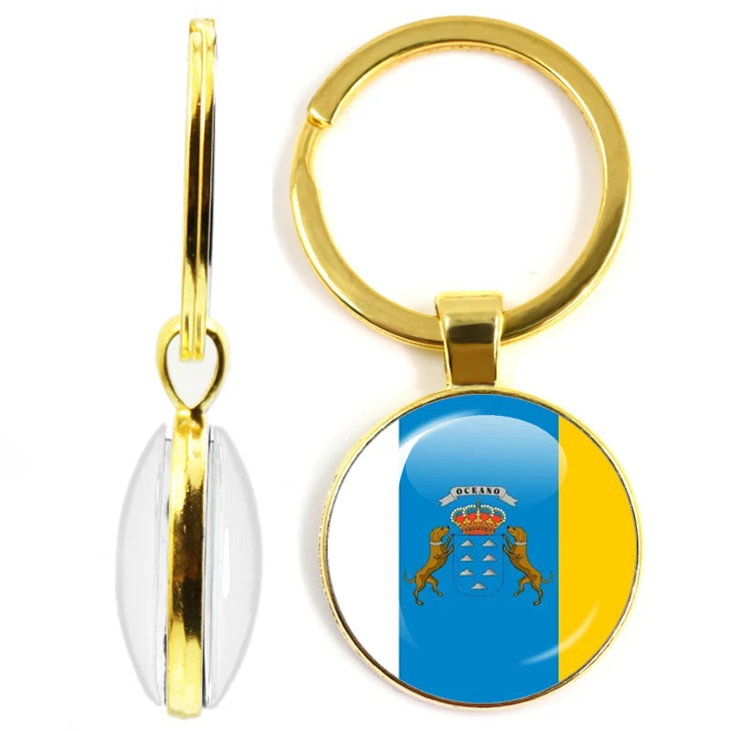 National Flag Glass Double-Sided Keychain Ethiopia Islas Canarias Kenya Sudan Madeira Melilla South Sudan Ceuta Seychelles