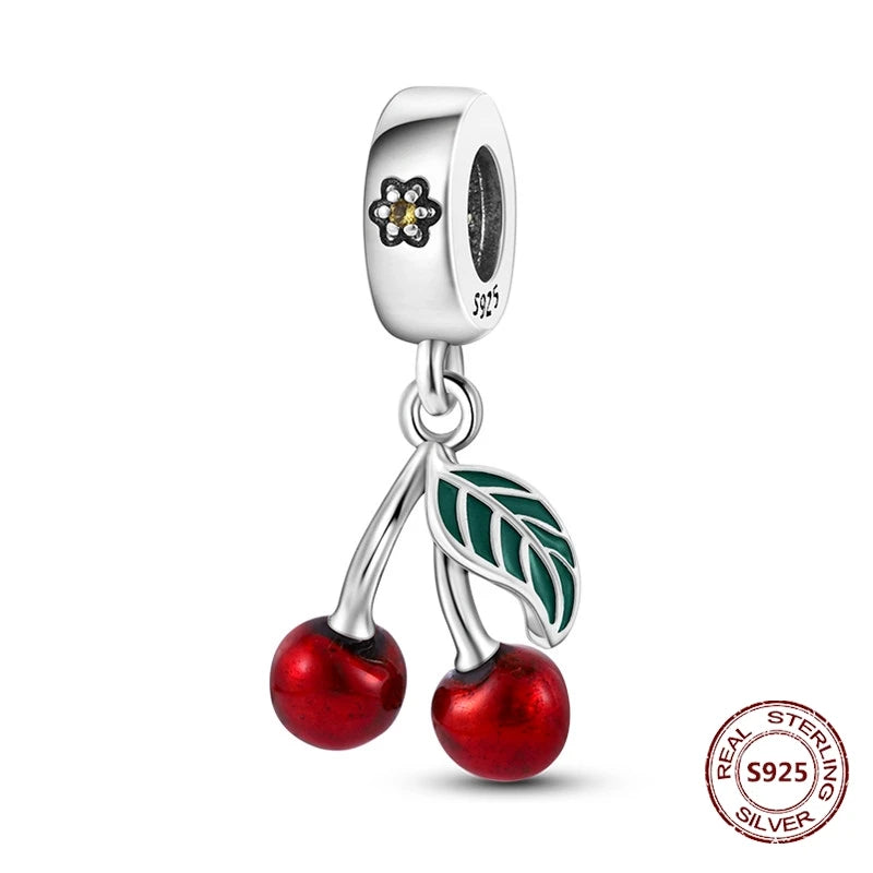 925 Sterling Silver Strawberry Turtle Owl Charm Beads Suitable For Original Bracelet Women DIY Jewelry Making Birthday Gifts