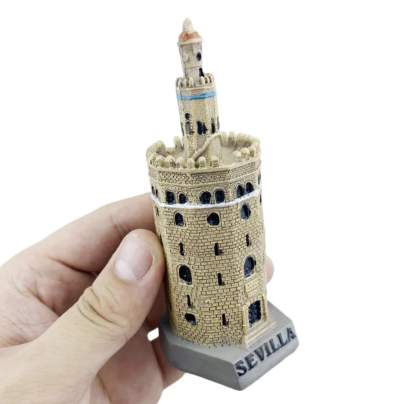 Torre del Oro Seville Spain Resin Handicraft Souvenirs Desktop Ornament Indoor Table Buildings Home Decoration Gift Collection