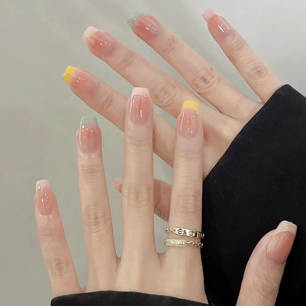 24pcs Detachable Short Press on Nails Y2k rhinestone False Nails with Glue Ballet Sweet Cool Girls Artificial False Nails Tips