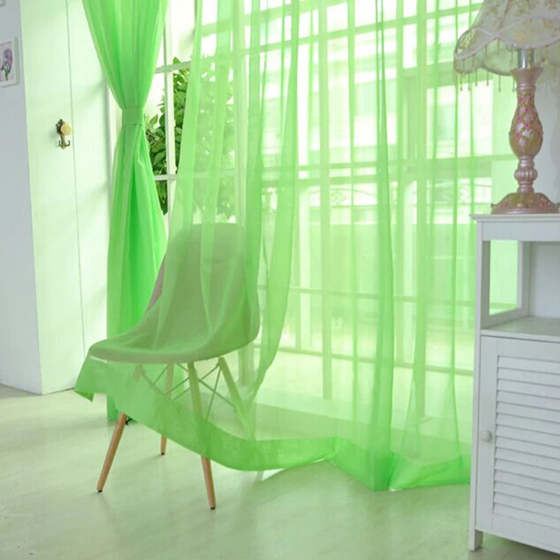 1PC Transparent Window Gauze Mesh Solid Color Curtain Household Products Europe Style Easy To Install Curtain Room Tulle Curtain