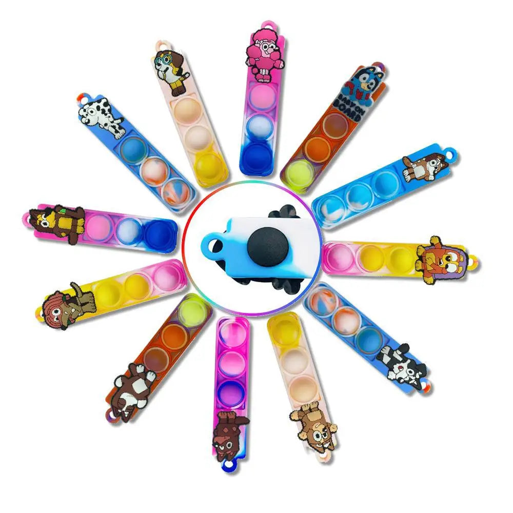 Bluey silicone round long bubble pendant silicone color decompression backpack pendant Bluey's friends keychain Halloween gift