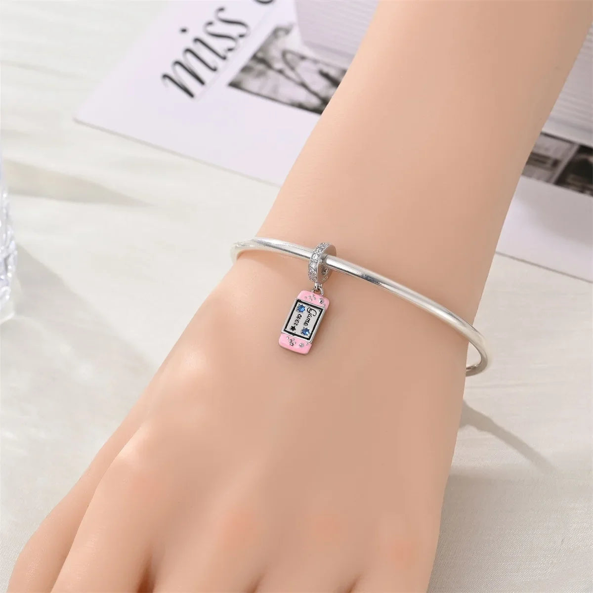 Original 925 Sterling Silver Charms Bag Earphone Magic Cube Watch Games Console Bead Pendant Fit Bracelet Necklace Jewelry