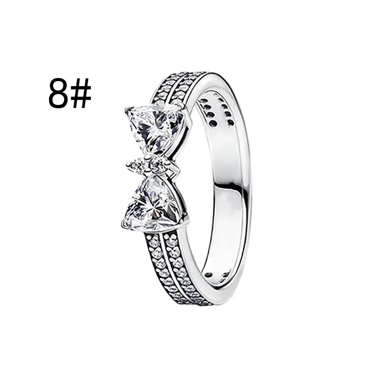 Pink Bow Ring Set Original 925 Sterling Silver Colorful Zircon Ring Earrings Bracelet Necklace Original DIY Women's Jewelry Gift