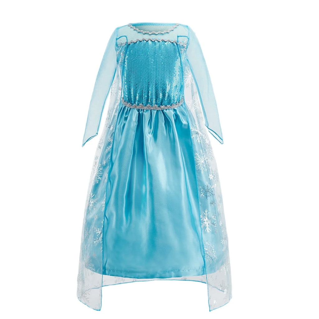 Girl Princess Cinderella Dress Elsa Anna Mermaid Jasmine Belle Snow White Costume Girls Birthday Party Halloween Dress 2-10 Year