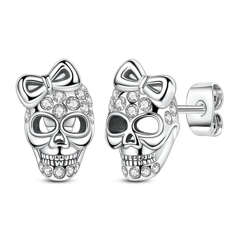 Original 925 Sterling Silver Halloween Charms Pumpkin Skull Witch Ghost Bead Earrings Pendant Fit Bracelet Necklace Jewelry