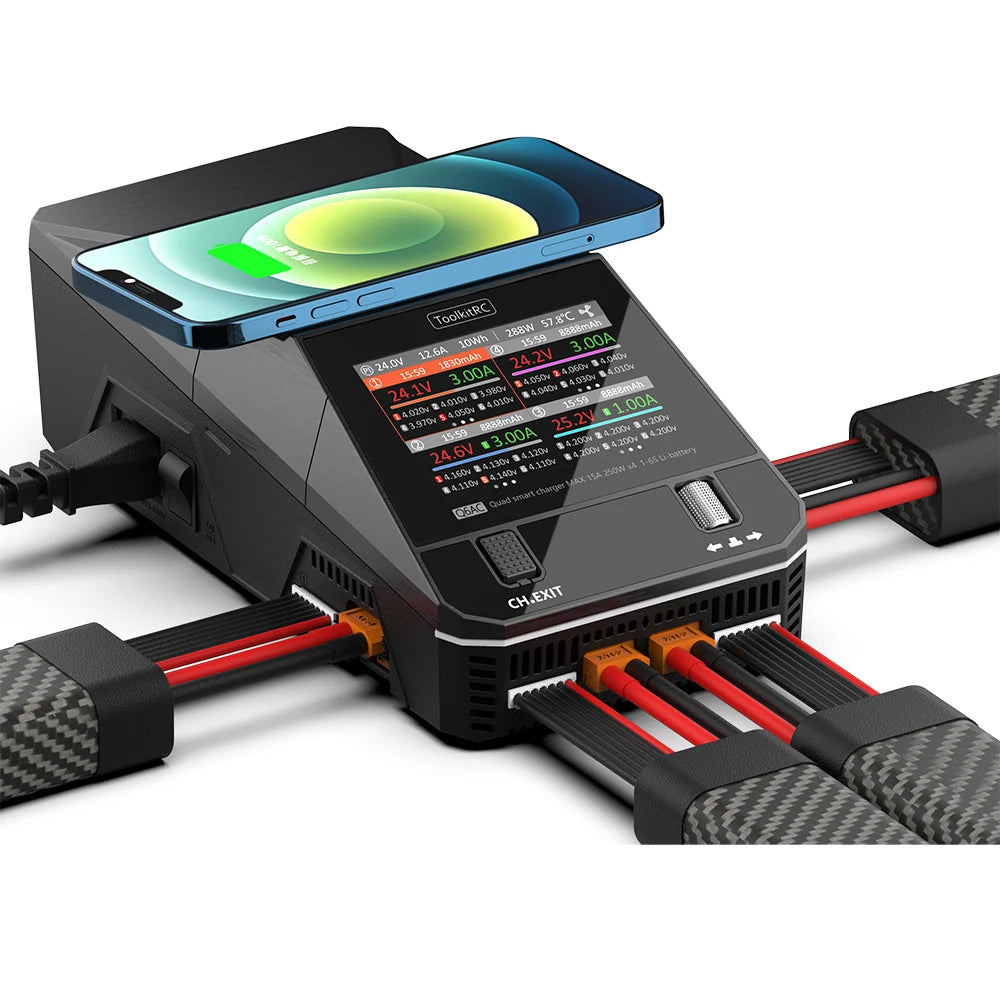 NEW ToolkitRC Q6AC Charger AC 400W/DC 1000W 4CH output Built-in 65W USB A/TYPEC Output ,LiPo, 1-6S，NiMH 1-16S,PB 1-10S Charger