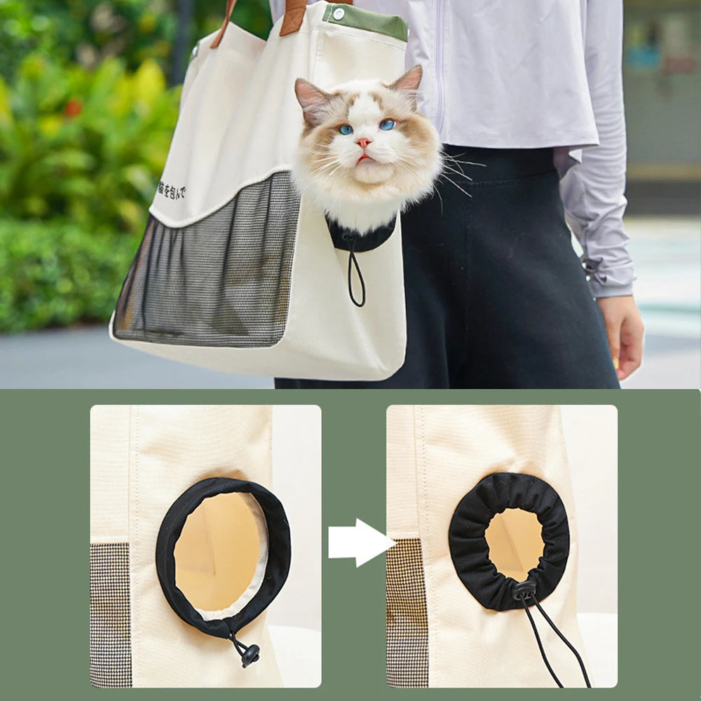 Breathable Pet Carrier Bag Handheld Shoulder Tote Small Medium Dogs Cats Oxford Canvas Portable Outdoor Travel Pack Pet Supplies