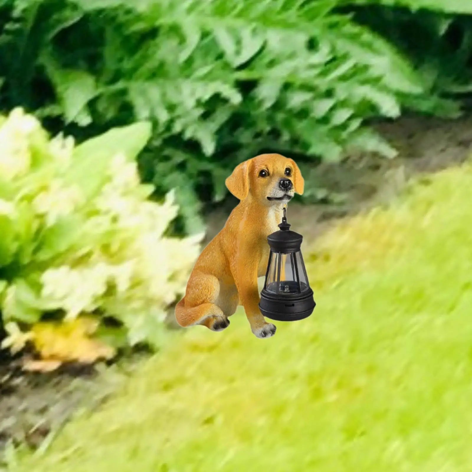 Garden Statue with Solar Lantern Figurine for Outside Lawn Garden