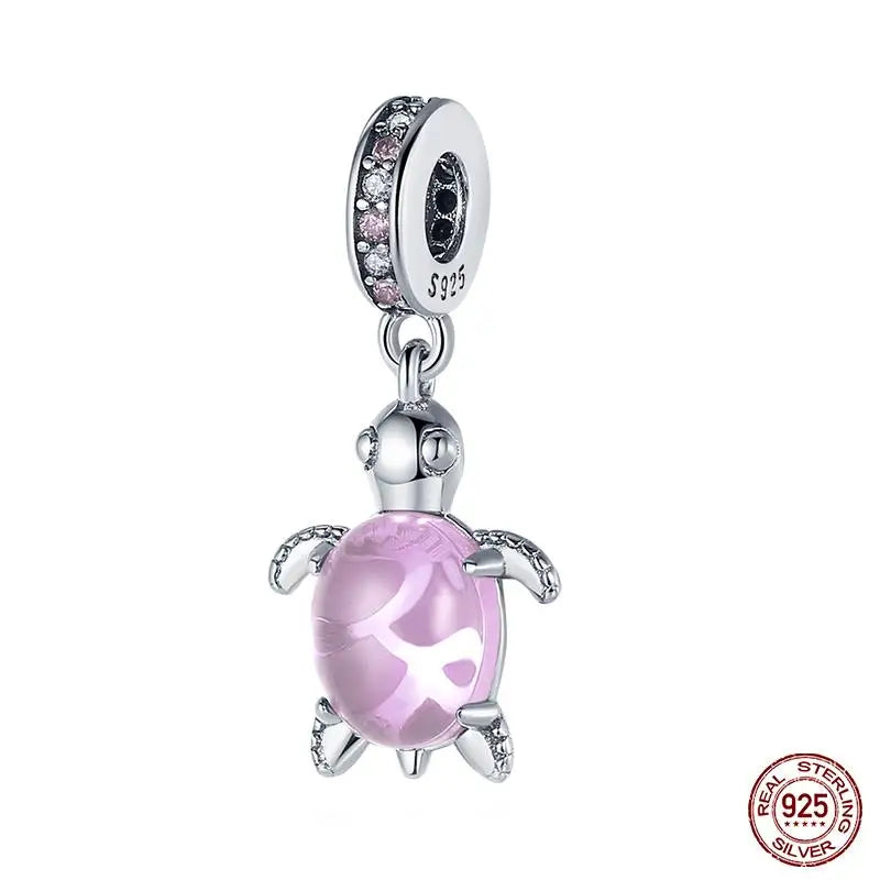 Original Ocean Series Fit 3mm Bracelet 100% Authentic 925 Sterling Silver Turtle Crab Mermaid Charm Beads DIY Jewelry Gift
