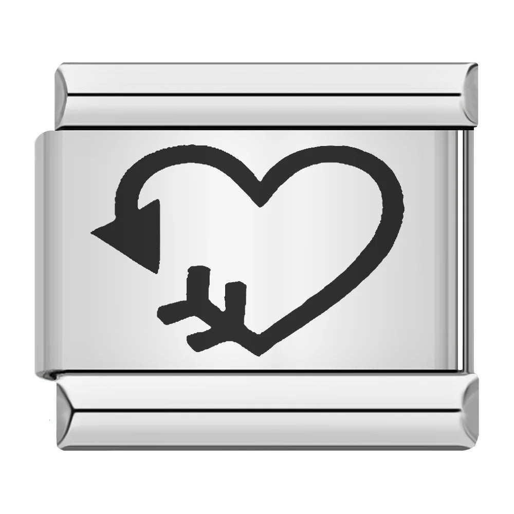 Fashion Romantic Heart I Love Dad Mum You Dogs Links Charm Fit 9mm Bracelet Stainless Steel Valentine's Day Jewelry DIY Making