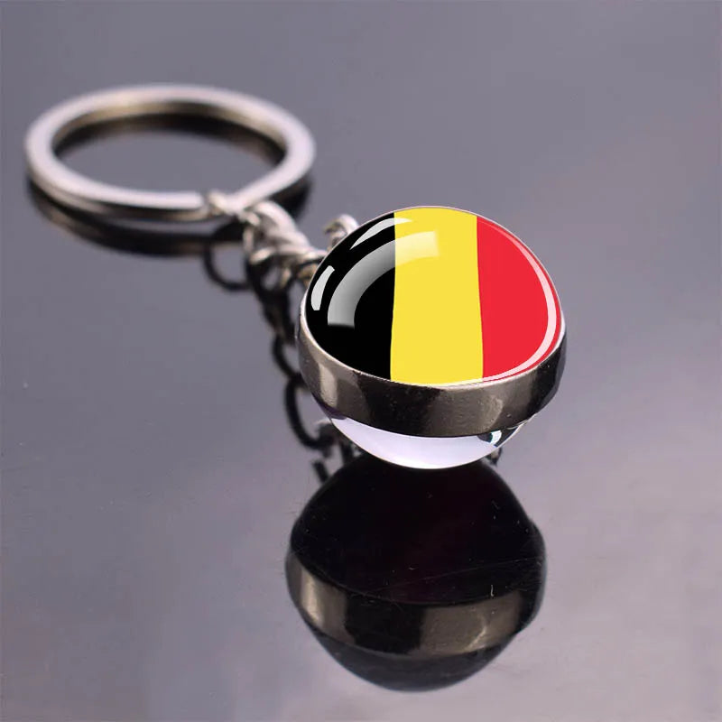 Europe Countries Flag Glass Ball Keychain Russia France Spain UK Italy Poland Ukraine Flag Keyring Travel Gift