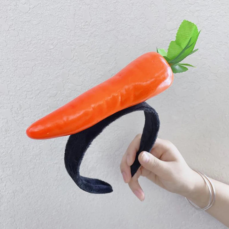 Funny Simulated Fruit Vegetable Hair Hoop Bread Carrot Banana Hairband Pepper Headband Birthday Cosplay Halloween Headwear