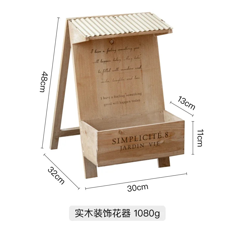 Courtyard Planting Flower Rack, Creative Wooden Plant, Potted Garden, Balcony Bonsai Basin, Retro Distressed Floor Decorative