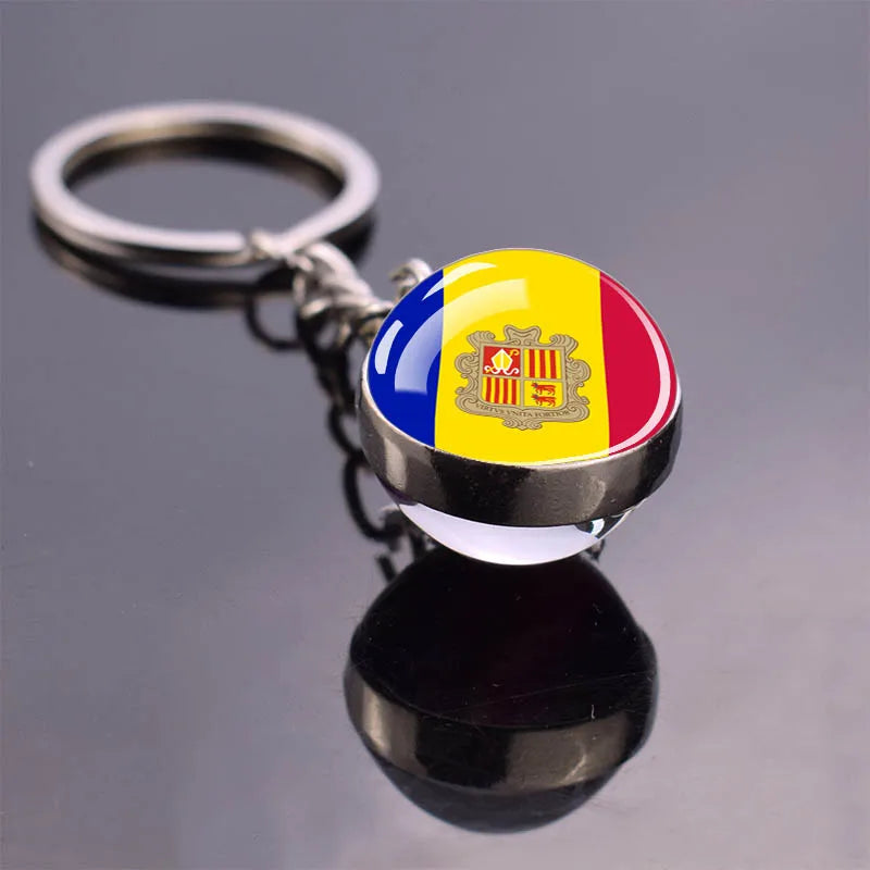 Europe Countries Flag Glass Ball Keychain Russia France Spain UK Italy Poland Ukraine Flag Keyring Travel Gift