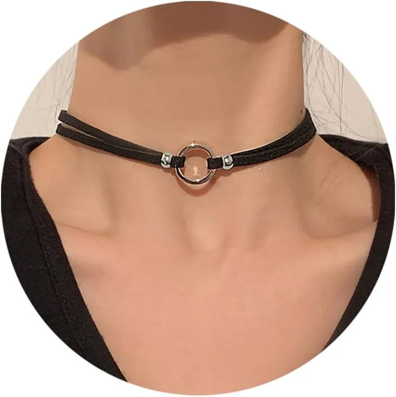 Black Necklaces for Women, Adjustable Layered Velvet Leather Lace Collar choker Necklaces, Goth Jewelry Gifts.