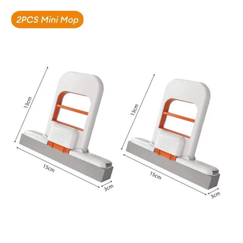 New Mini Foldable Desktop Mop Portable Cleaning Sponge Mop for Bathroom Kitchen One-Hand Squeeze Handle