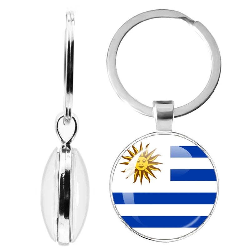 National Flag Glass Double-Sided Keychain Ethiopia Islas Canarias Kenya Sudan Madeira Melilla South Sudan Ceuta Seychelles