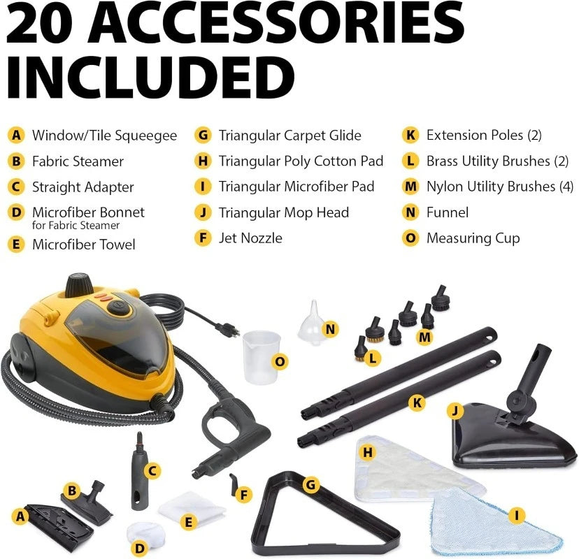 C900134 925e Elite Steamer Multi-Purpose Mop with 20 Accessories for Chemical-Free Steam Cleaning, Hardwood Flo