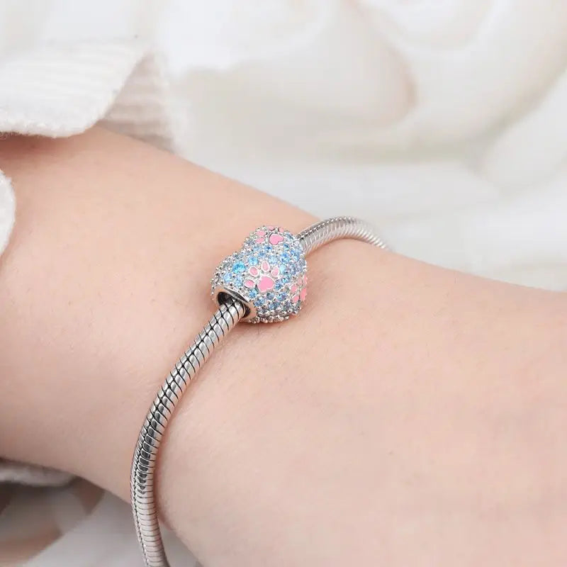 New 925 Sterling Silver Pet Series Dog Paw Print Dog House Charm Of Chain Beaded Fit Original Pendant Bracelet Ladies Jewelry