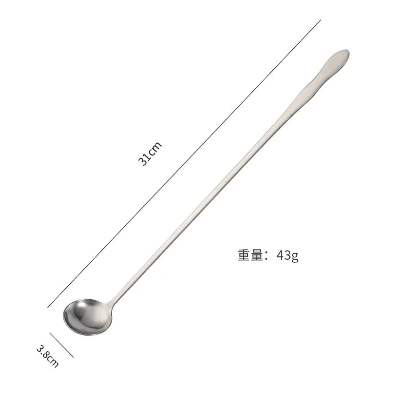 20cm/23cm/32cm Long Handled Stainless Steel Gourd Mixing Spoon Bar Cocktail and Tea Spoon Coffee Ice Cream Dessert Mixing Spoon