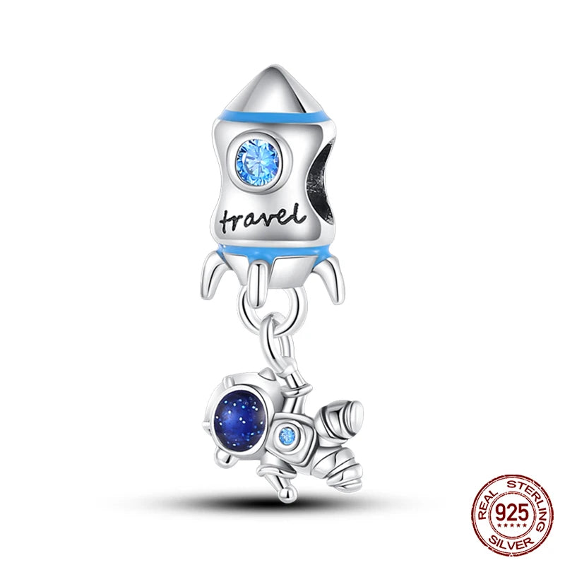 100% 925 Sterling Silver Hot Air Balloon Suitcase Graduation Travel Series Charm Beads Fit Qikaola Original Bracelet DIY Jewelry