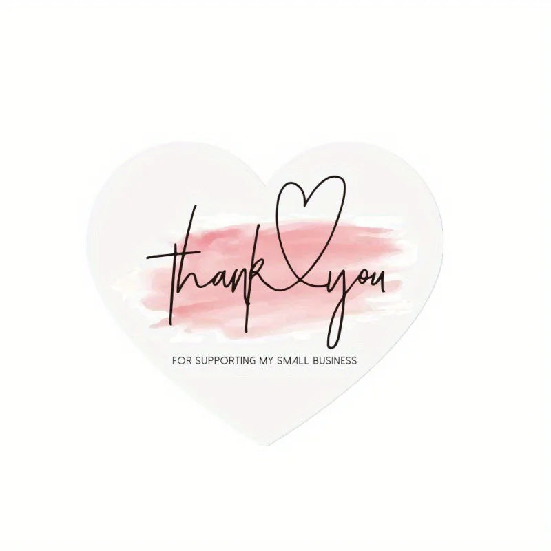 30/50Pcs 5 StylesPink Heart Shaped Thank You Tags - 'Thank You for Supporting My Small Business' Paper Gift Greeting Cards